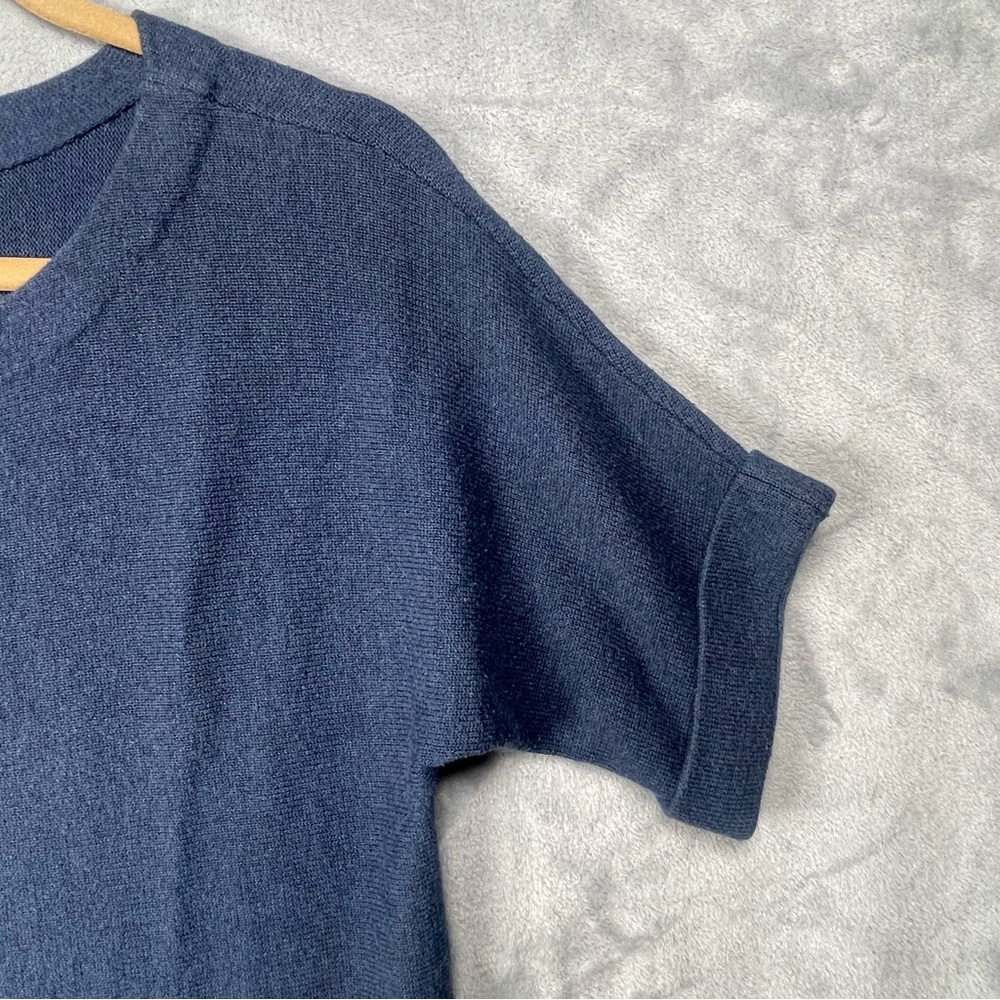 Eileen Fisher sweater dusk blue short sleeve, petite (PP) cotton/cashmere blend - Picture 3 of 11